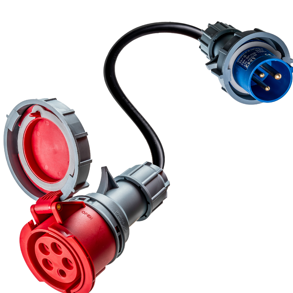 adaptador de comando de 5 pólos de 32A para comando de 3 pólos de 16A