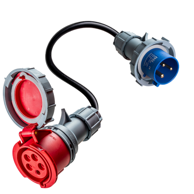 adaptador de comando de 16A de 5 pólos para 32A de 3 pólos