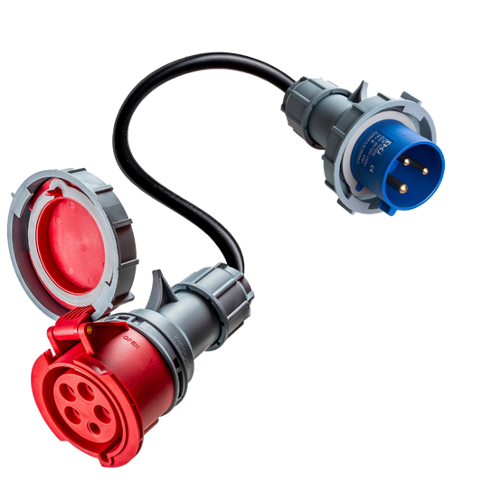 adaptador de comando de 16A de 5 pólos para 32A de 3 pólos