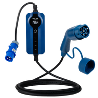 Tomada commando azul tipo 2 - 16A | 1 fase | Ajustável 8A - 16a | 3,7kW | Cabo de carregamento EV