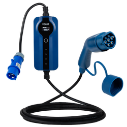 Tomada commando azul tipo 2 - 16A | 1 fase | Ajustável 8A - 16a | 3,7kW | Cabo de carregamento EV