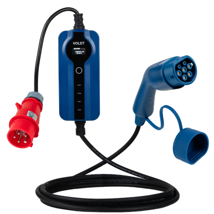 Tomada de comando vermelha tipo 2 - 16A| Trifásica | Ajustável 8A - 16A | Cabo de carregamento de 11kW