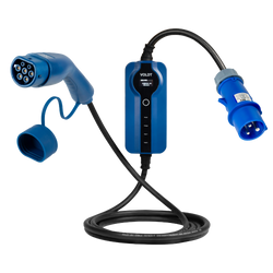 Tomada commando azul tipo 2 - 32A | 1 fase | Ajustável 8A - 32a | Cabo de carregamento de 7,4kW