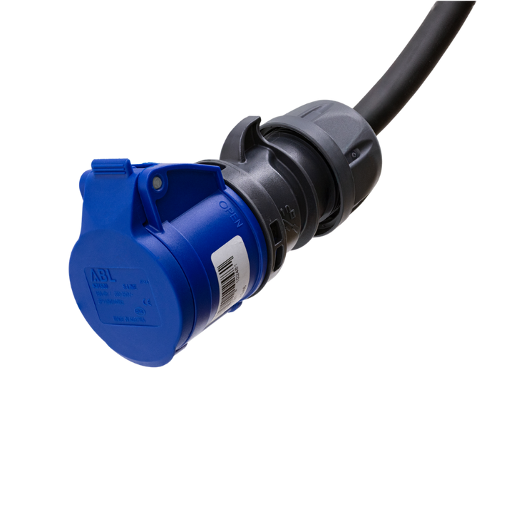 Cabo adaptador tipo 2 (lado da estação de carga) para tomada de comando azul de 3 pólos
