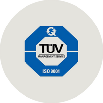 ISO 9001 certified quality management badge