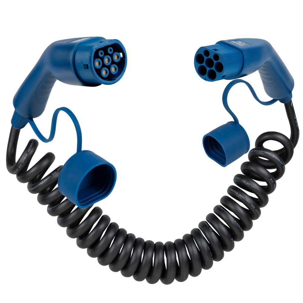 Tipo 2 | 1 fase | 32a | 7,4kW | cabo de carregamento em espiral