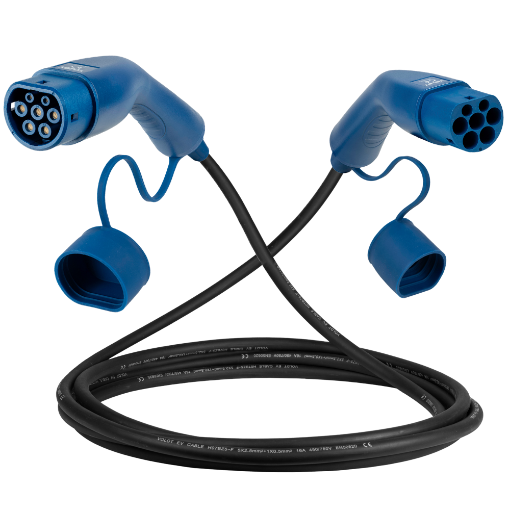 Tipo 2 | 1 fase | 16A | 3,7kW cabo de carregamento