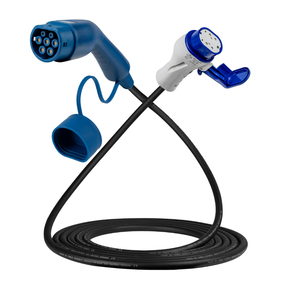 Cabo de carregamento Tipo 2 - Tipo 3 | modo 3 | 32a | 22kW