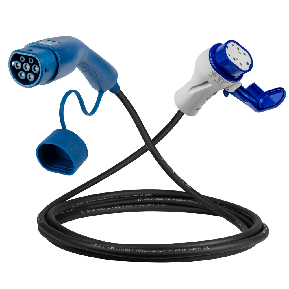 Cabo de carregamento Tipo 2 - Tipo 3 | modo 3 | 16A | 11kW
