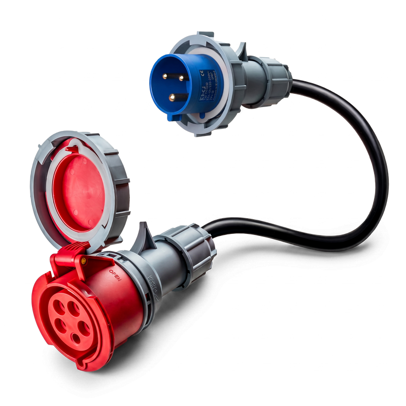 adaptador de comando de 16A de 5 pólos para 32A de 3 pólos
