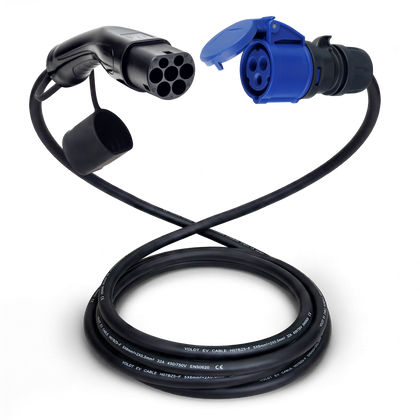 Cabo adaptador tipo 2 (lado da estação de carga) para tomada de comando azul de 3 pólos